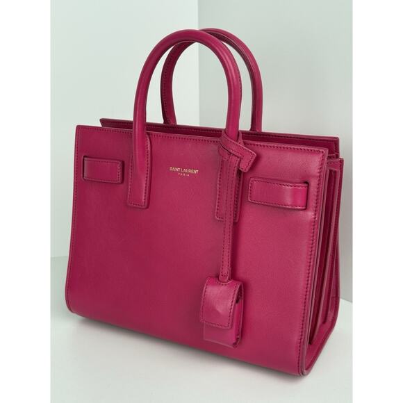 SAINT LAURENT Pink Leather Sac de jour Nano Women's Bag with Shoulder Strap - Picture 1 of 16